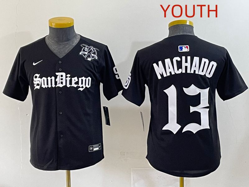 Youth 2025 San Diego Padres #13 Machado Black Five generations Joint Name Nike MLB Jersey style 15